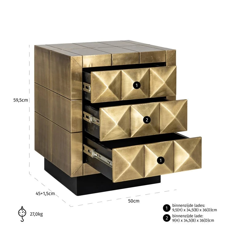 Noptiera gold din alama si MDF Collada