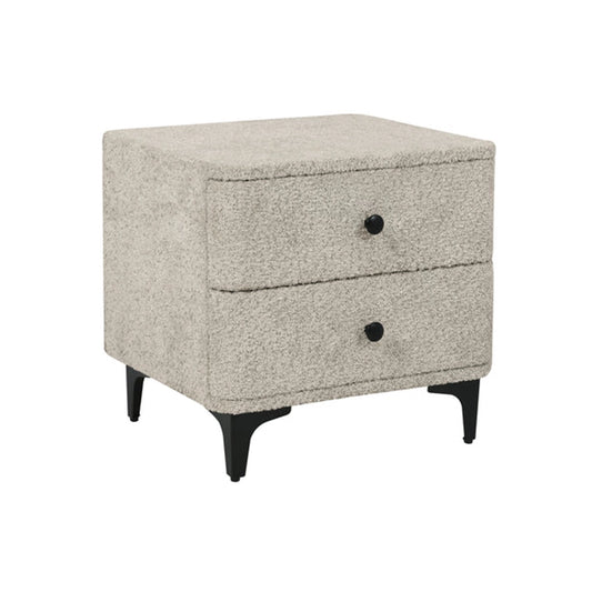 Noptiera grej din material buclat Art Deco