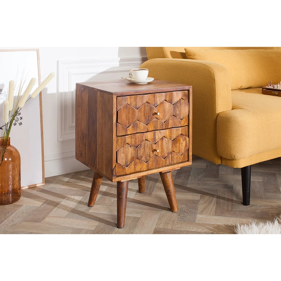 Noptiera maro din lemn Mystic Living