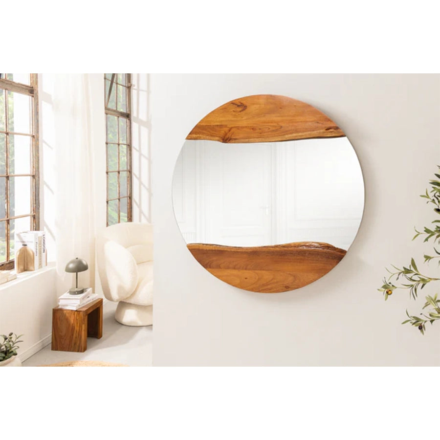 Oglinda maro din lemn de salcam 100 cm Wall