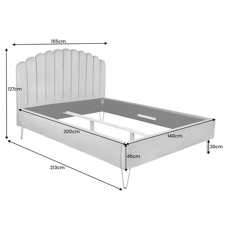 Pat albastru din catifea 140 x 200 Pearl Invicta Interior