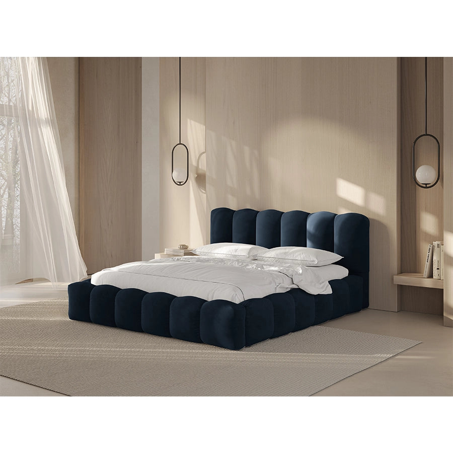 Pat albastru inchis din catifea 200 x 200 Lupine