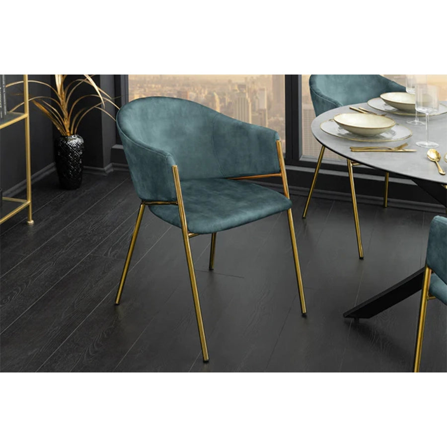 Scaun dining albastru din catifea Noblesse