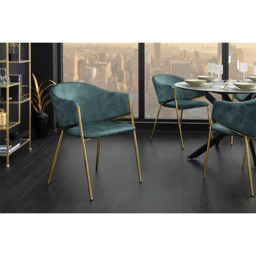 Scaun dining albastru din catifea Noblesse