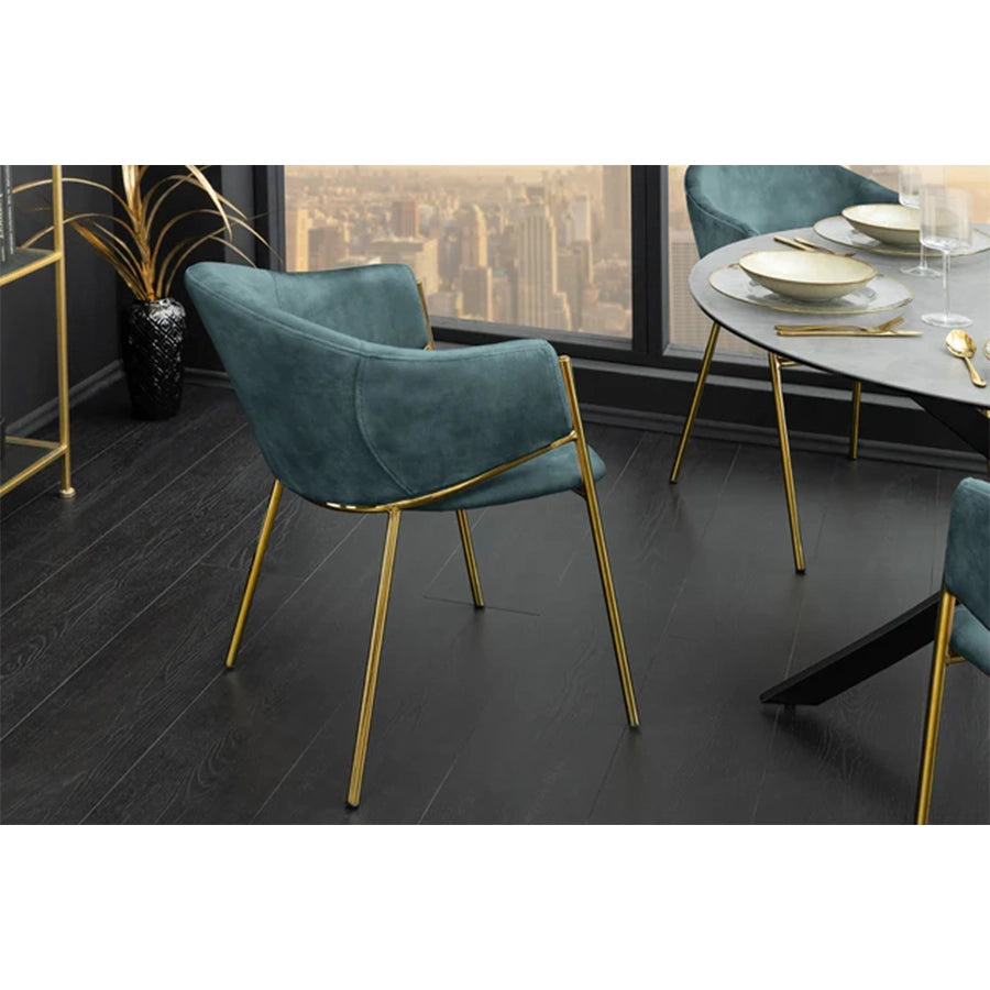 Scaun dining albastru din catifea Noblesse