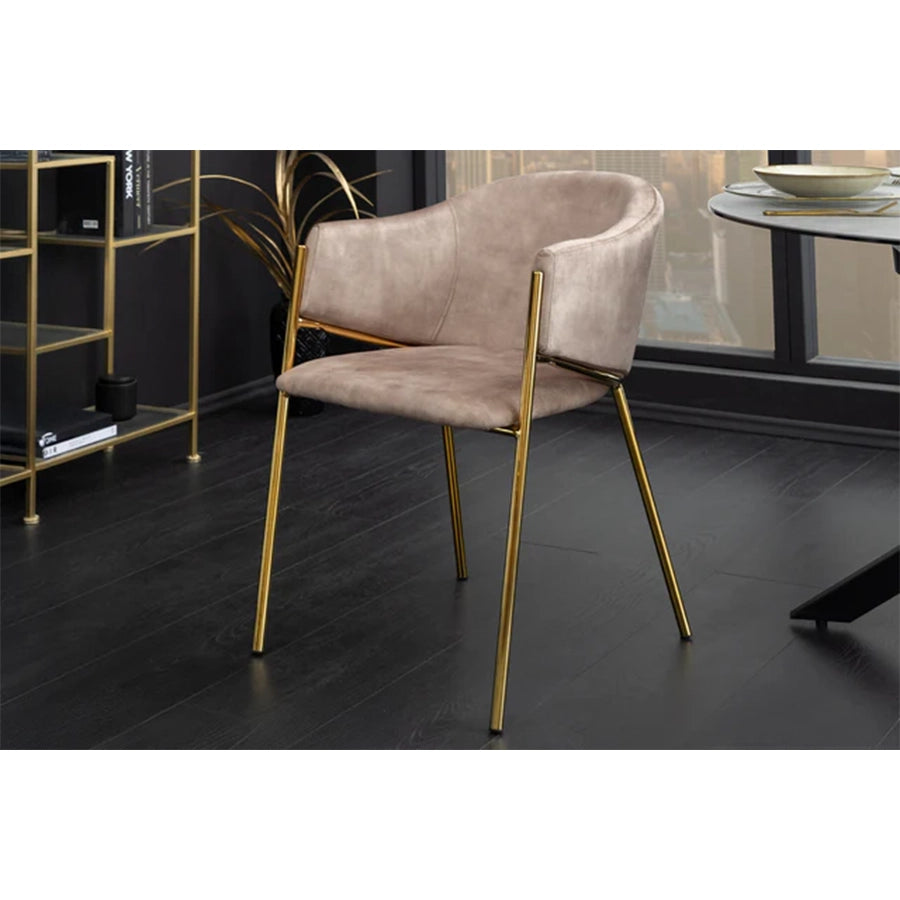 Scaun dining bej champagne din catifea Noblesse