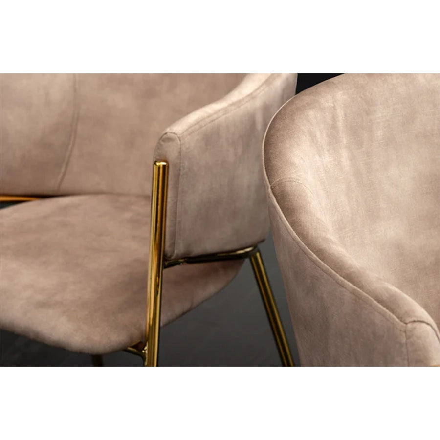 Scaun dining bej champagne din catifea Noblesse