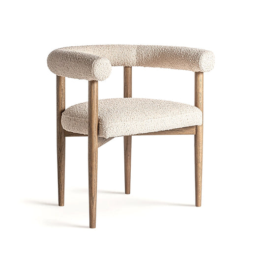 Scaun dining bej din poliester boucle Bullay