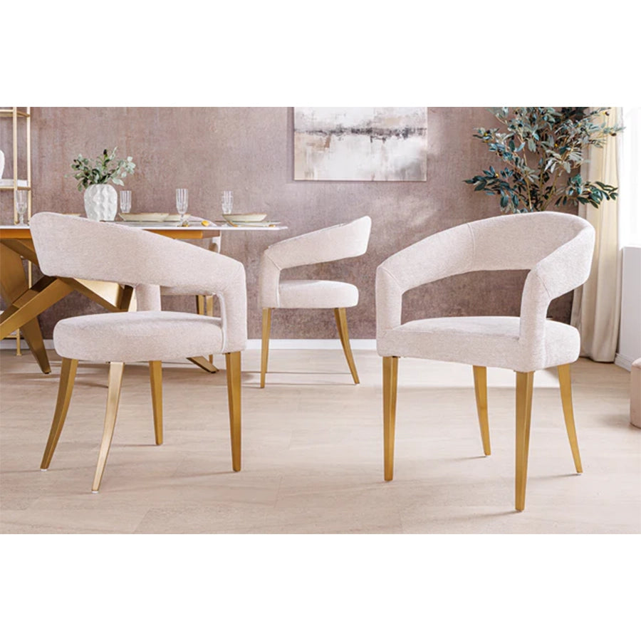 Scaun dining bej din textil Boutique