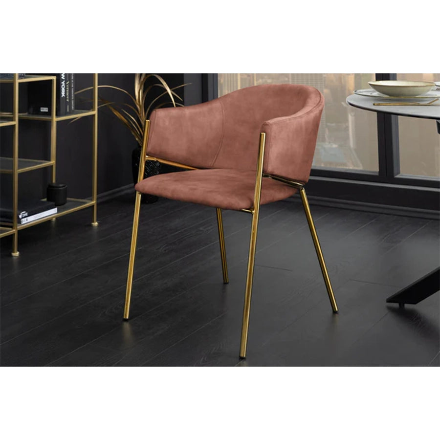 Scaun dining roz din catifea Noblesse
