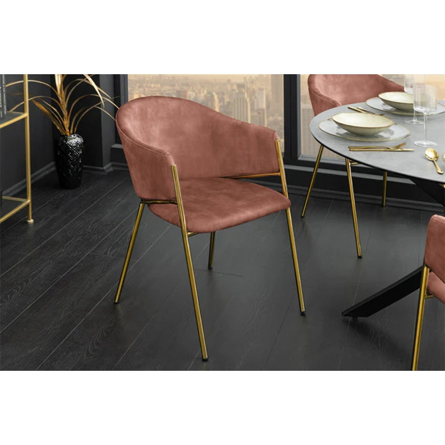 Scaun dining roz din catifea Noblesse