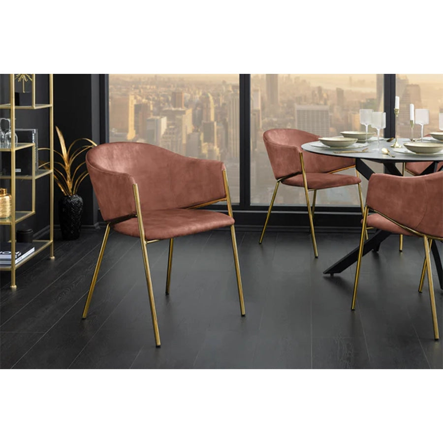 Scaun dining roz din catifea Noblesse