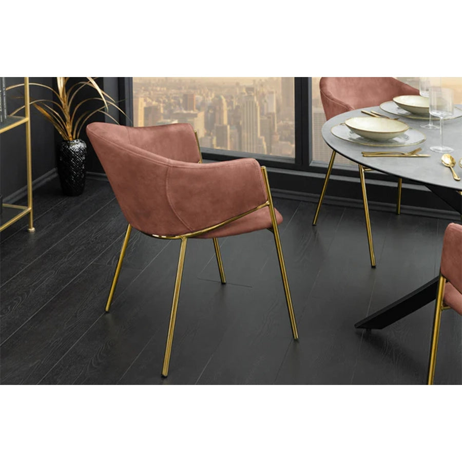 Scaun dining roz din catifea Noblesse