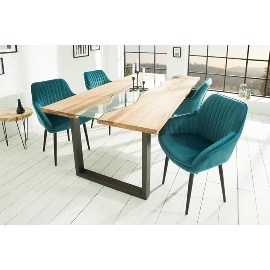 Scaun dining turcoaz din catifea Turin Invicta Interior