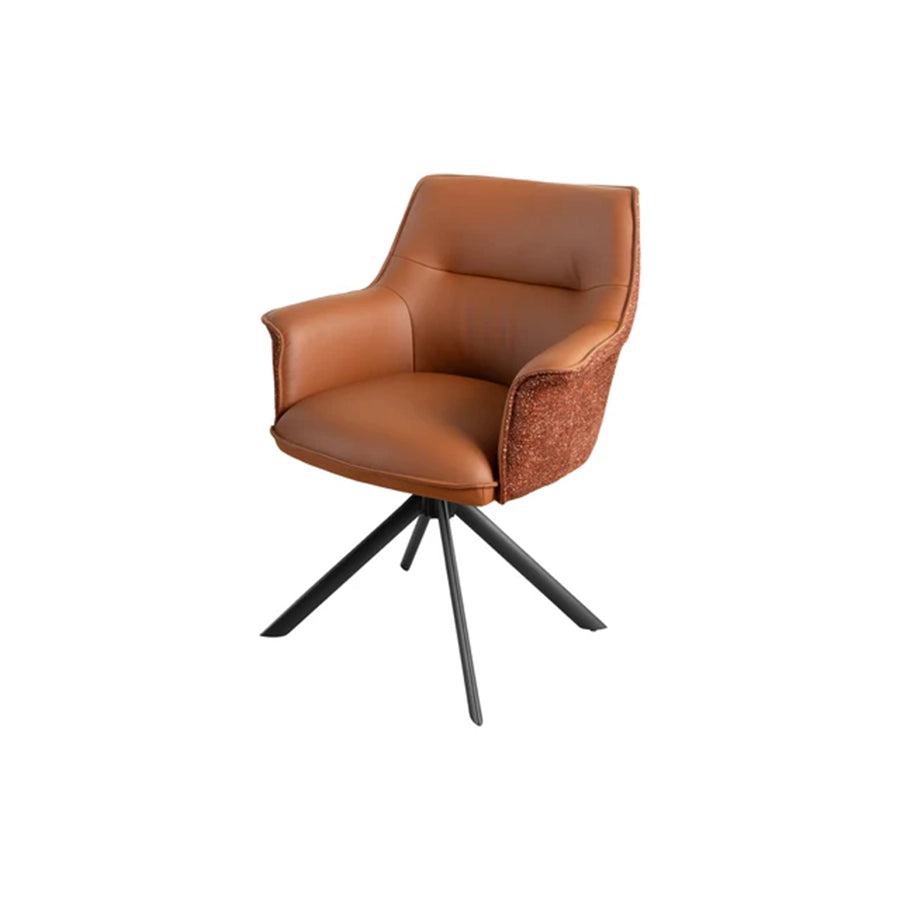 Scaun maro rotativ din piele si textil Le Grand