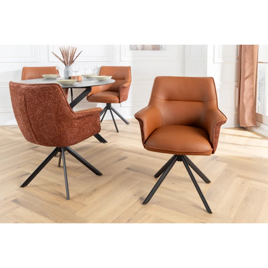 Scaun maro rotativ din piele si textil Le Grand