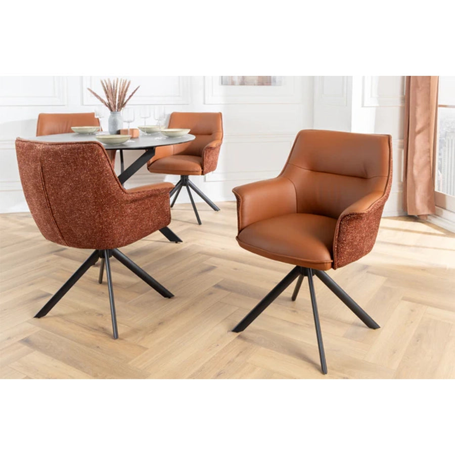 Scaun maro rotativ din piele si textil Le Grand