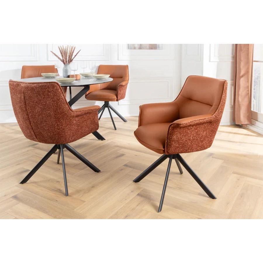 Scaun maro rotativ din piele si textil Le Grand