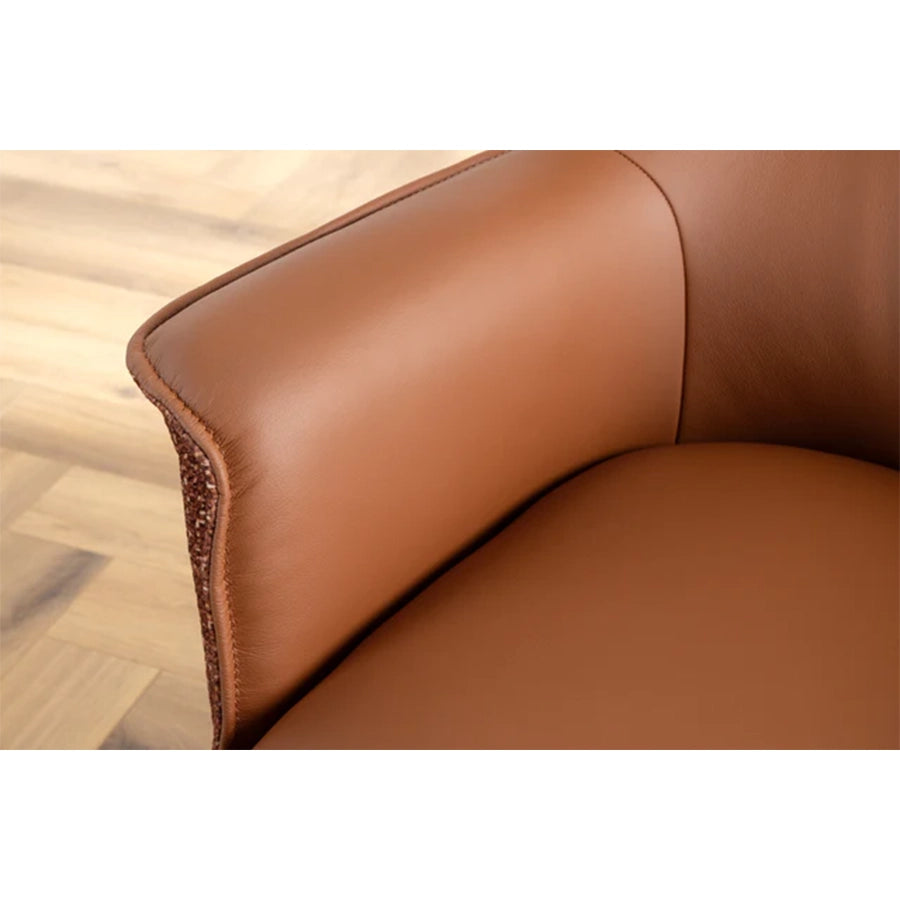 Scaun maro rotativ din piele si textil Le Grand