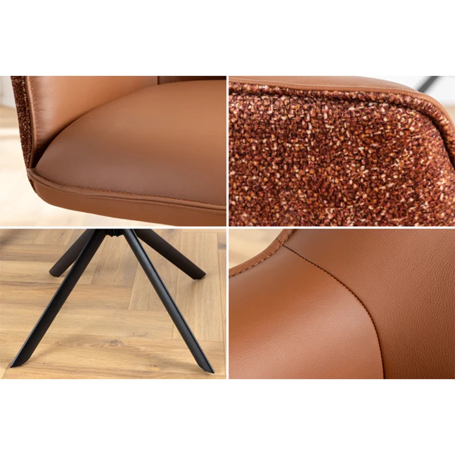 Scaun maro rotativ din piele si textil Le Grand
