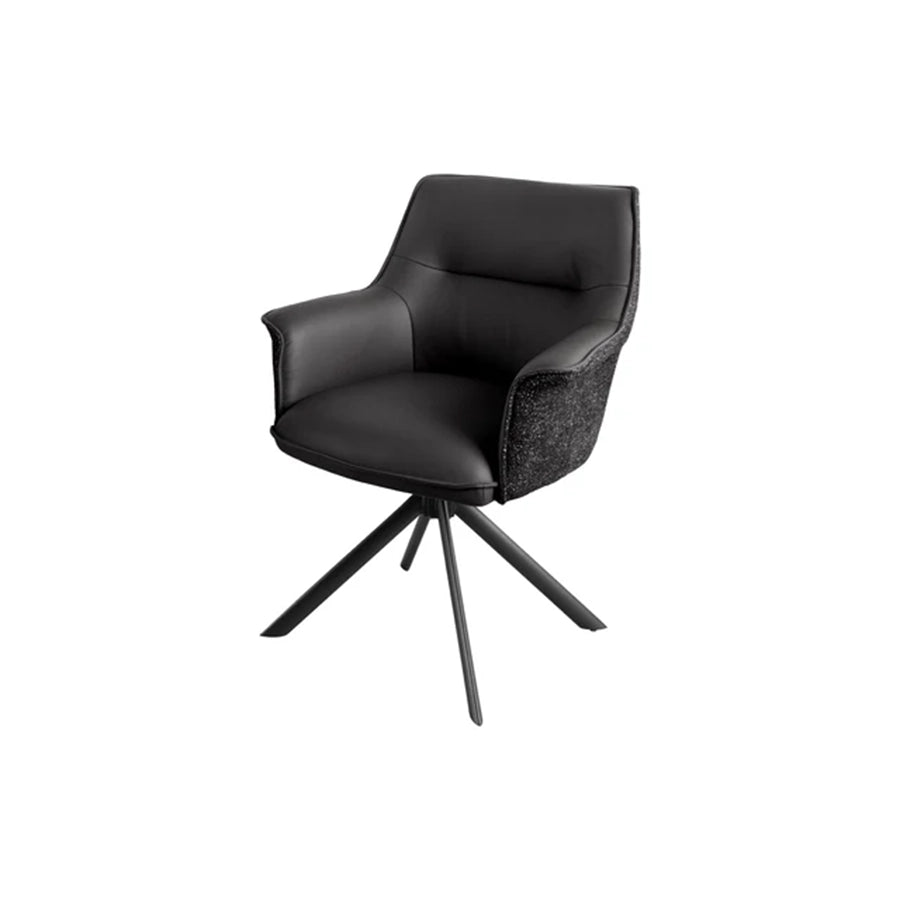 Scaun negru rotativ din piele si textil Le Grand