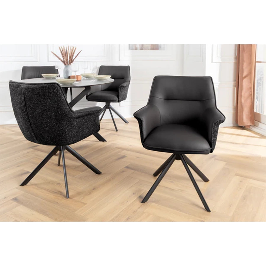 Scaun negru rotativ din piele si textil Le Grand