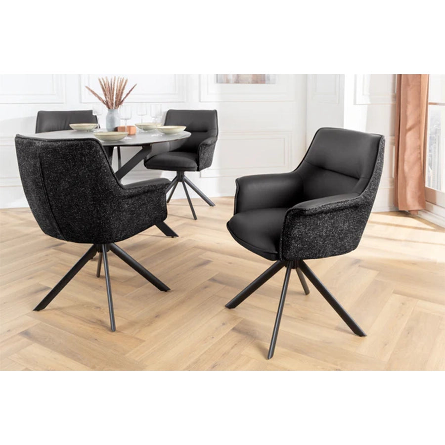 Scaun negru rotativ din piele si textil Le Grand