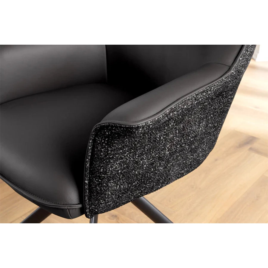 Scaun negru rotativ din piele si textil Le Grand