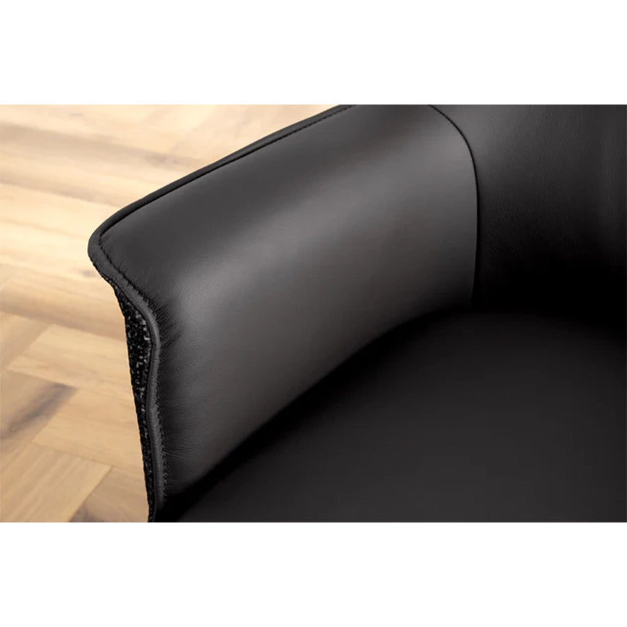 Scaun negru rotativ din piele si textil Le Grand