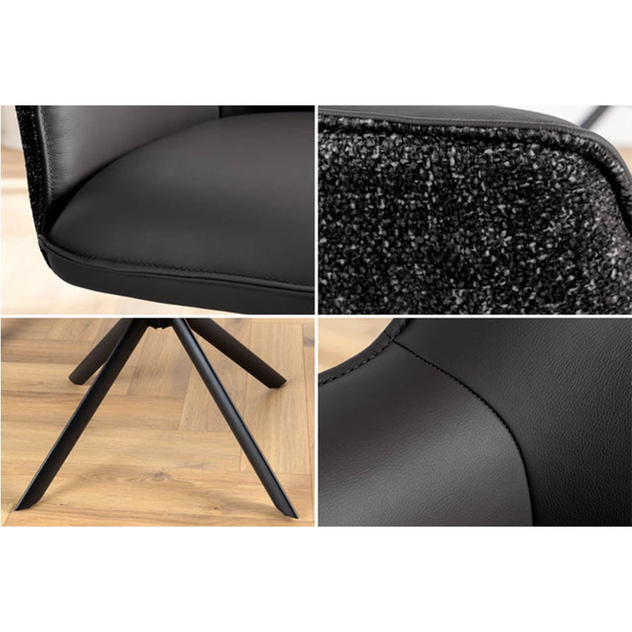 Scaun negru rotativ din piele si textil Le Grand