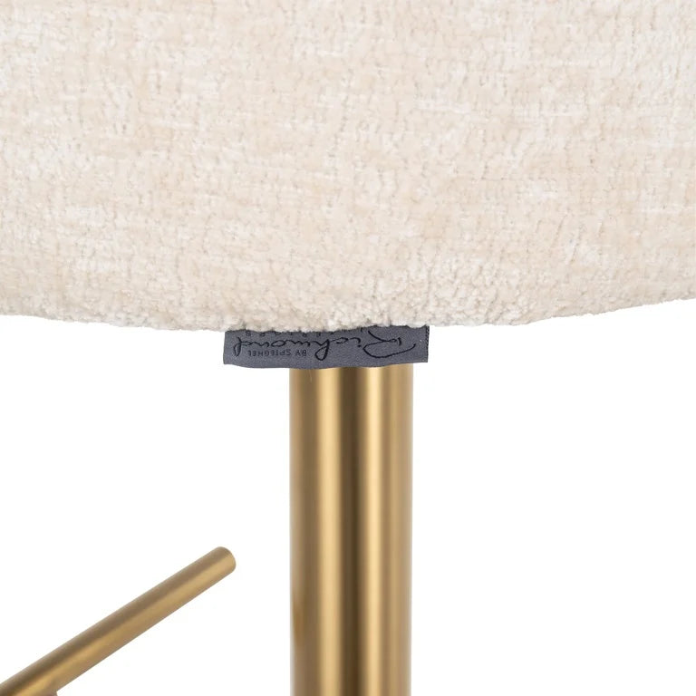 Scaun bar alb reglabil din chenille Zabi