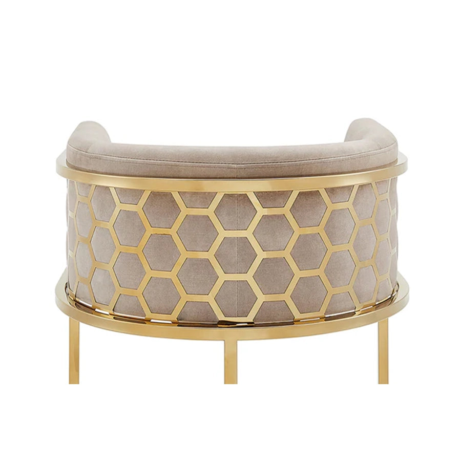 Scaun bar bej gold din catifea Elegance