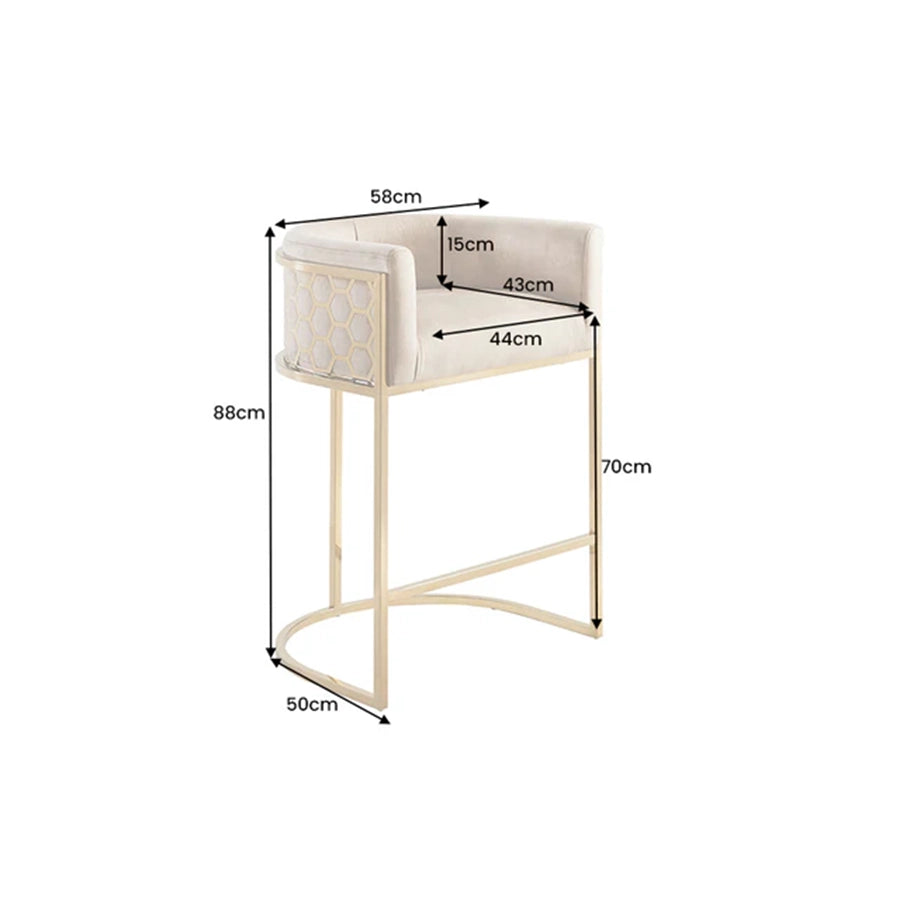 Scaun bar bej gold din catifea Elegance