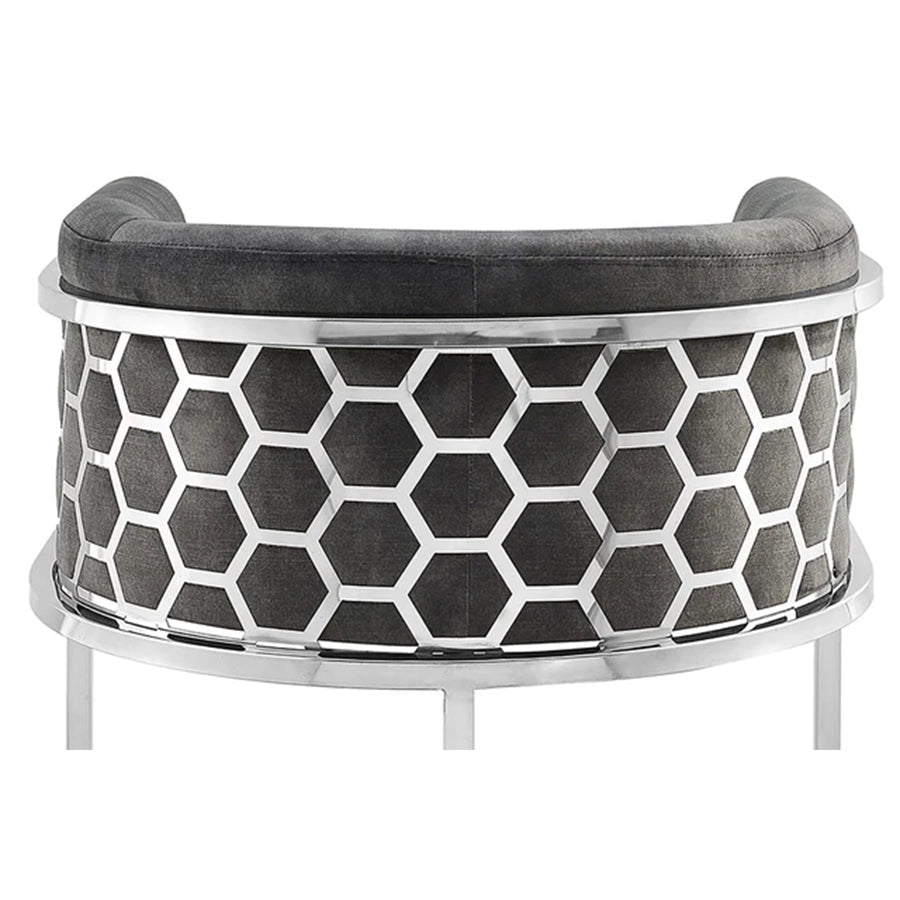 Scaun bar gri silver din catifea Elegance