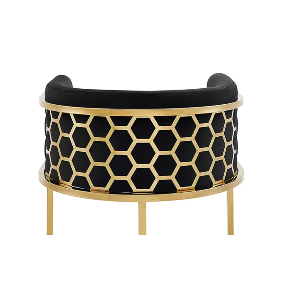 Scaun bar negru gold din catifea Elegance