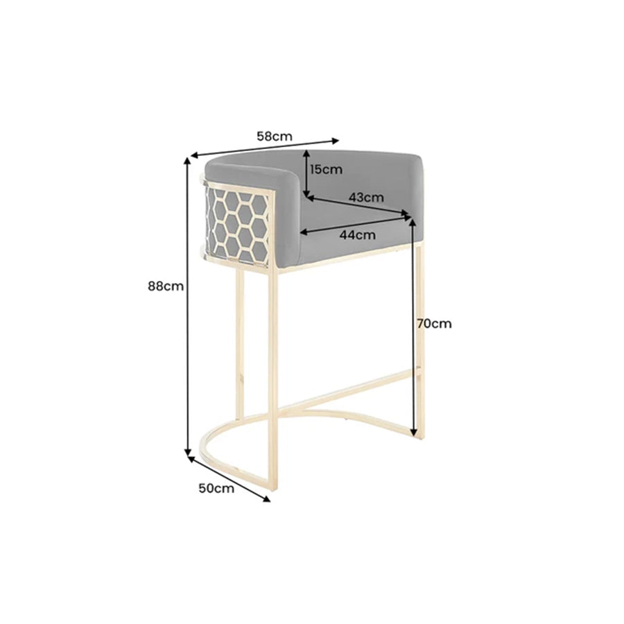 Scaun bar negru gold din catifea Elegance