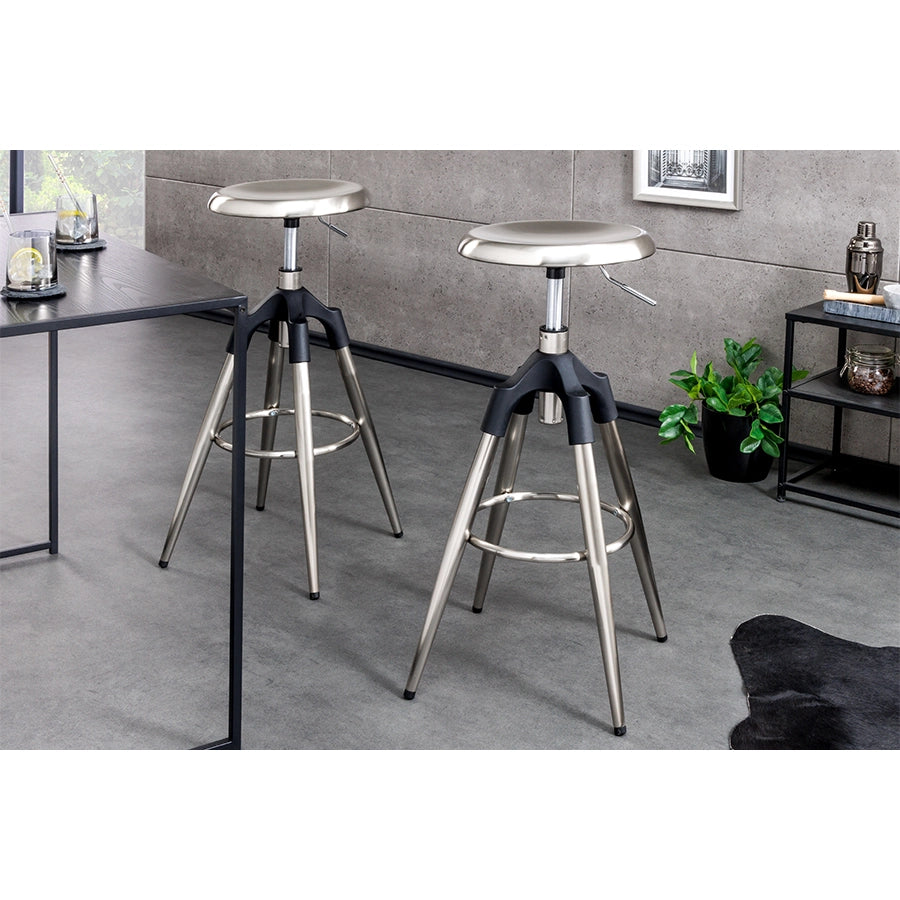 Scaun bar silver din metal Industrial Poetic