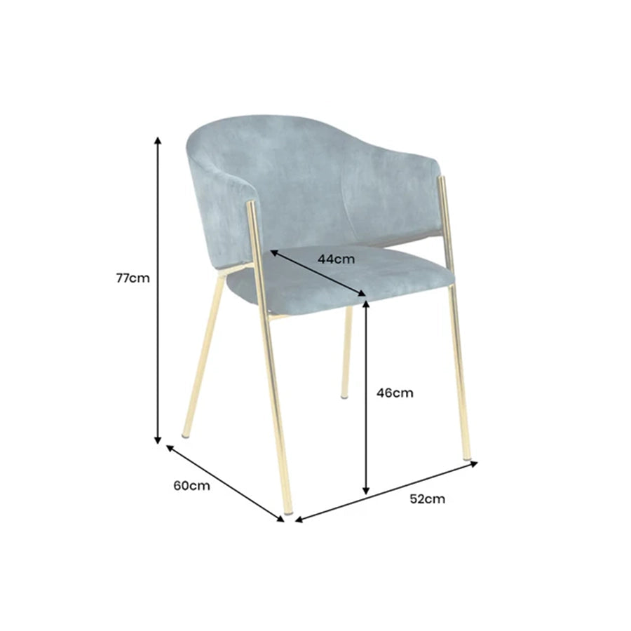 Scaun dining albastru din catifea Noblesse