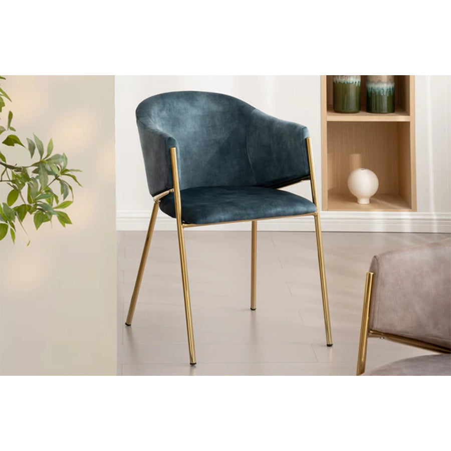 Scaun dining albastru din catifea Noblesse
