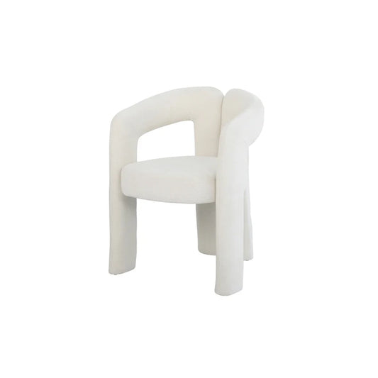 Scaun dining alb crem din poliester boucle Arch