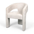 Scaun dining alb din chenille boucle Jena