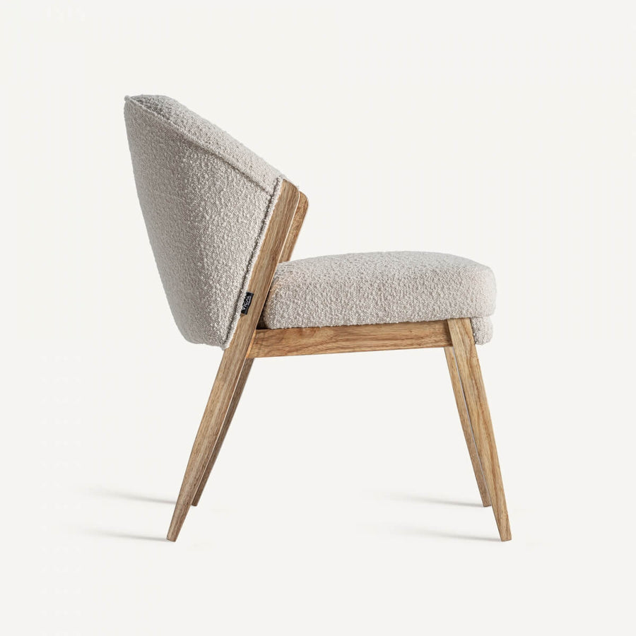 Scaun dining alb din poliester Prati Boucle Vical