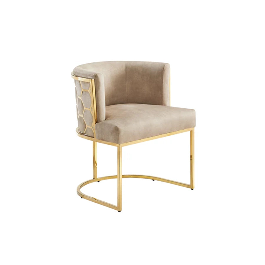 Scaun dining bej din catifea Elegance