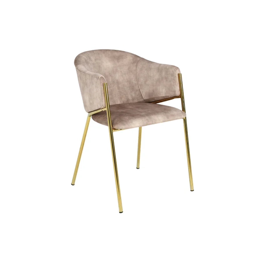 Scaun dining bej champagne din catifea Noblesse