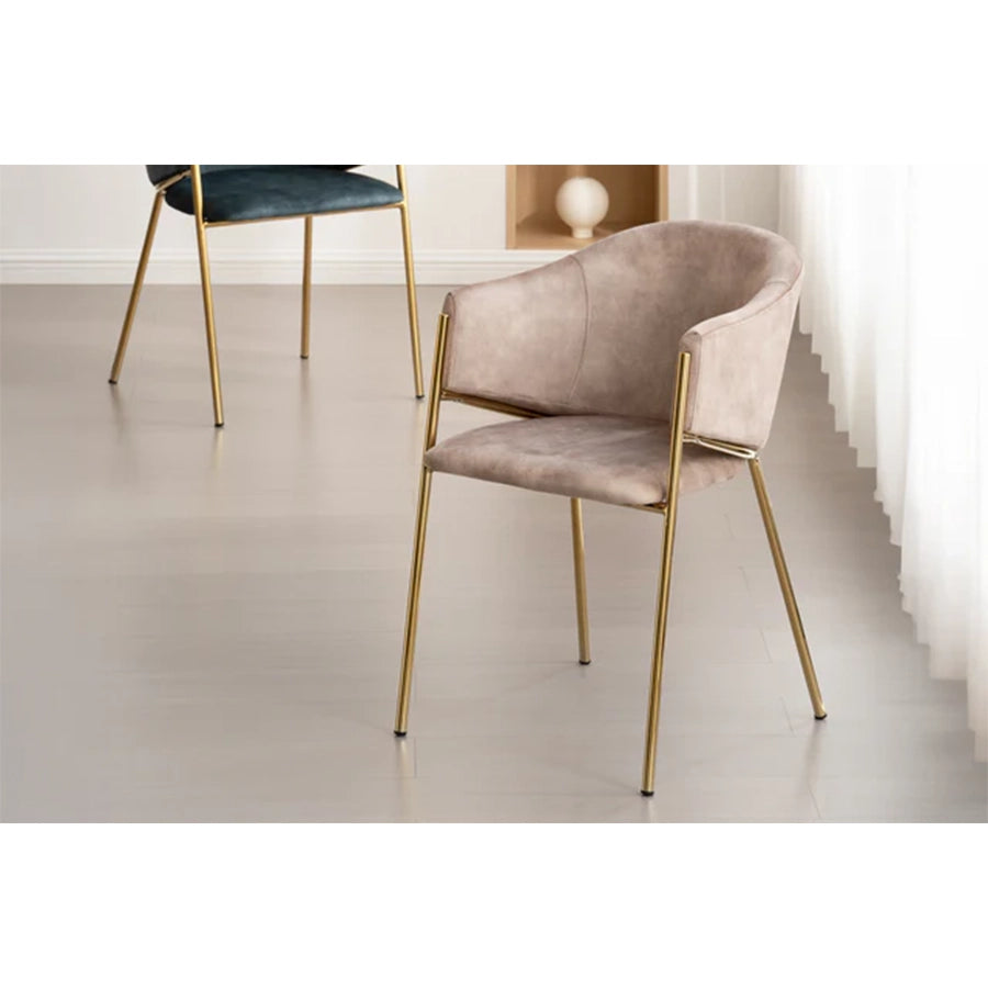 Scaun dining bej champagne din catifea Noblesse