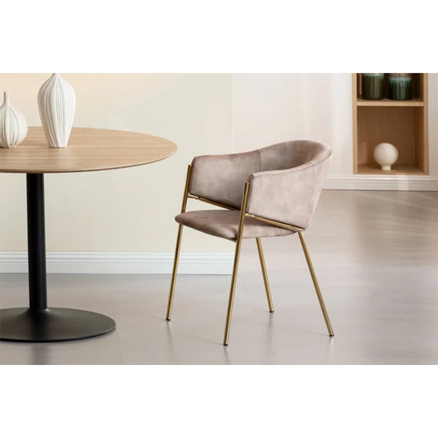 Scaun dining bej champagne din catifea Noblesse