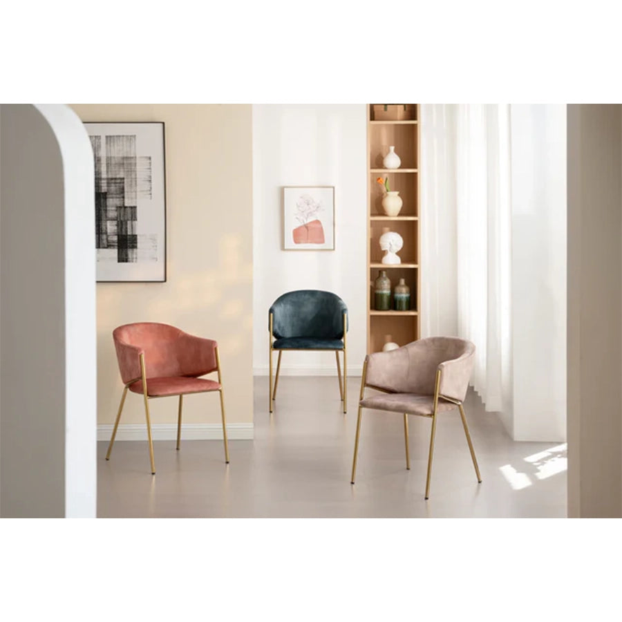 Scaun dining bej champagne din catifea Noblesse