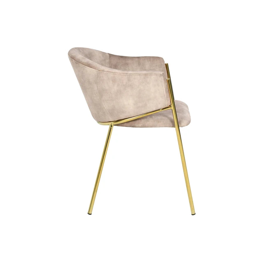 Scaun dining bej champagne din catifea Noblesse