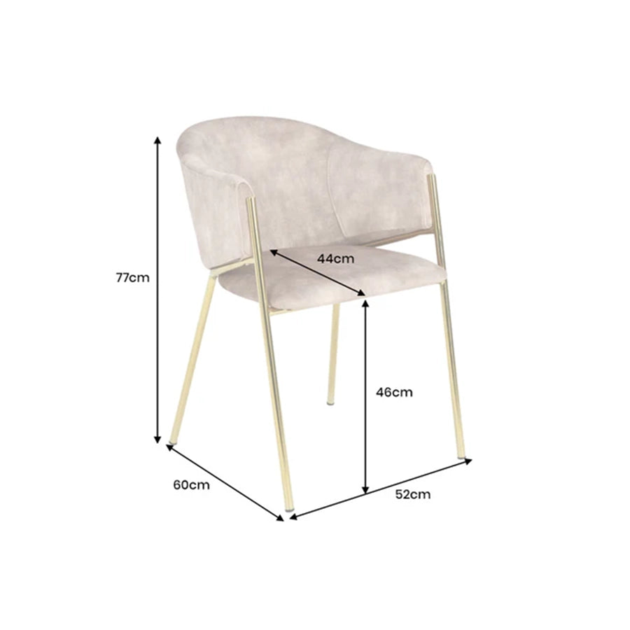Scaun dining bej champagne din catifea Noblesse