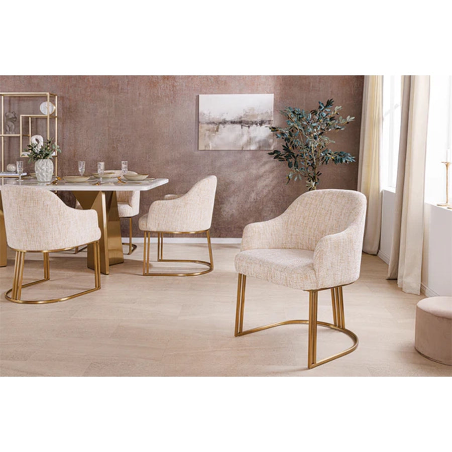 Scaun dining bej din chenille Extravagancia